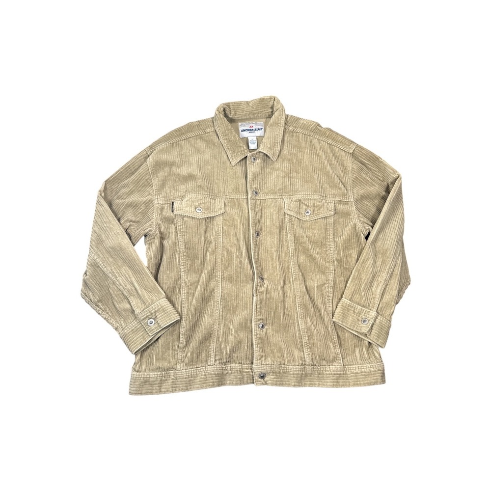 Anchor Blue Mens Tan Corduroy Trucker Jacket Beige Cotton Vintage Size Men XL